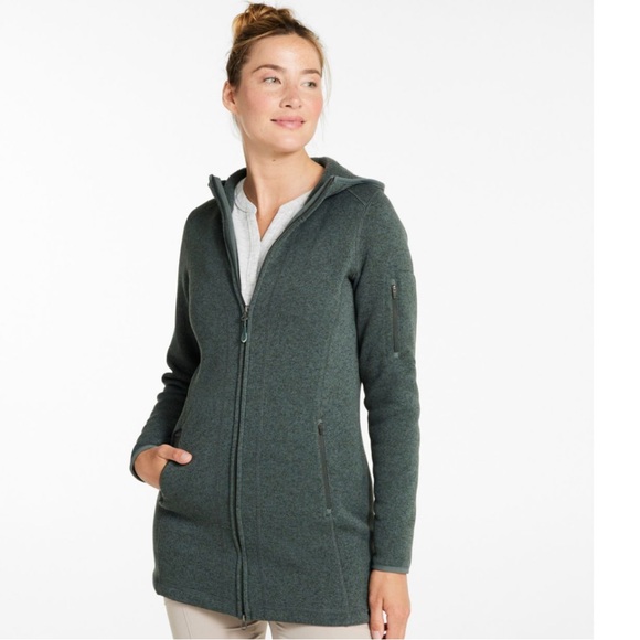 L.L.Bean Women's Grey Sweater Fleece Coat Size Medium - Picture 2 of 16